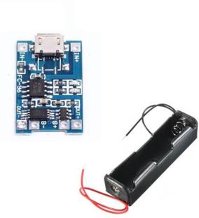 CyberSupreme 5V 1A Micro USB 18650 Lithium Battery Charging Board Charger Module+Protection Dual Functions TP4056 Power & 18650 Battery Case Holder For Battery 1 x 18650 Cell Electronic Components Electronic Hobby Kit