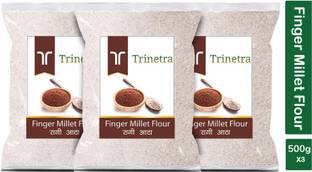 Trinetra Best Quality Finger Millet Flour / Ragi Atta 500g Pack of 3
