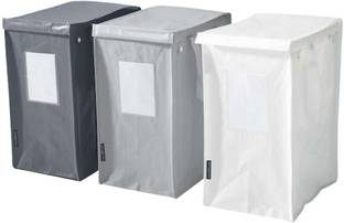IKEA DIMPA Waste Sorting Bag, White/Dark Grey/Light Grey,22x35x45 cm/35 l Pack of 3 Grocery Bags