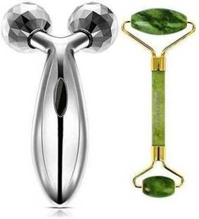 WAIT2SHOP Manual Non Electric Face Body Roller Massager, 3D Roller Face Massager Eith Anti Aging 100% Natural Jade Facial Roller healing Slimming Massage