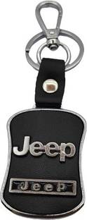Arik Imported Leather Jeep Compass Key Chain Key Ring with Chrome Car Logo Key Chain