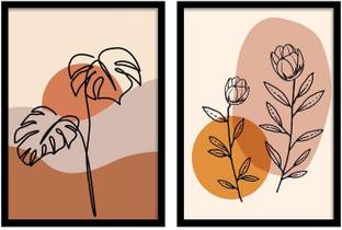 Painting Mantra BOHO botanical line art framed wall art print set of 2 Digital Reprint 17.5 inch x 26.5 inch Painting