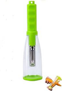 Soflin Multifunctional Vegetable Or Fruit Peeler with Collect Cup Fruit Peeler with Smart Stainless Steel Blade Container [ Multicolor ] Straight Peeler