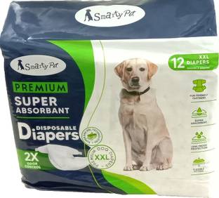 Picckola International Smarty Pet Disposable Pet Diapers for Extra Large Breed & Giant Breed Dogs (Size - Extra Extra Large, 360mm x 600mm, Pack of 12 Pcs) Disposable Dog Diapers