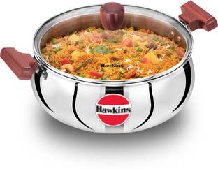 Hawkins Stainless Steel, Biryani Pot with Glass Lid (SSH50G) Handi 5 L with Lid