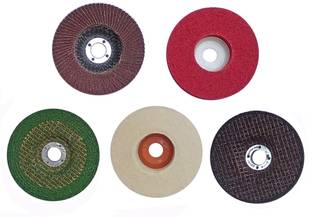 Inditrust Angle grinder accessories 5pc Wheel High speed grinding Flap Grinding Matt Finish Buffing and Felt wheel set Power & Hand Tool Kit