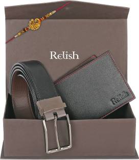 Relish Designer RE-WWRE37 Kundan Rakhi, Belt, Wallet, Chawal Roli Pack  Set