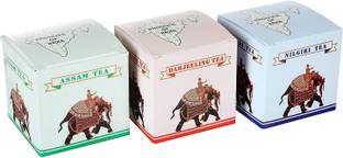 Getmytea 3 in 1 Tea Gift Box Darjeeling Assam and Nilgiri Tea 100g each (Pack of 3) Herbs Black Tea Tin