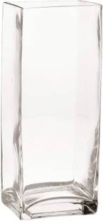 Virya Crystal Clear Rectangle Glass Vase for Table for Home/Office Decor Medium Size (Without Flowers) Glass Vase