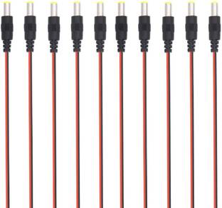 Fedus 10-Pack DC Power Pigtail Male Cable Wire, 12V 5A Male Connectors Barrel Jack Tinned Lead for CCTV Camera, Lighting Power Adapter DVR, Car Rearview Monitor-2.1 x 5.5mm DC Cable Wire Connector