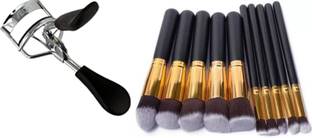 SMIETRZ Premium Eye Lash Curler EC-02 and Synthetic Makeup Brush Set