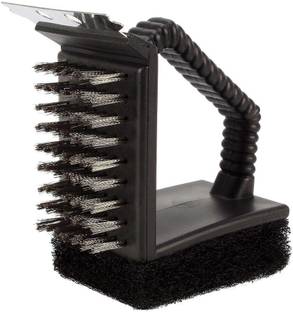 JENY 3 in 1 BBQ Grill Brush Barbecue Tool Clean Bristl Scrub Pad Scraper Multipurpose steel Flat Pastry Brush