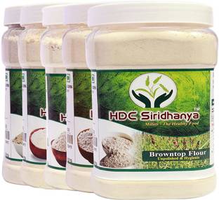 HDC SIRIDHANYA (Unpolished & organic) Natural Flour Combo Pack of 5 | Foxtail 1kg , Kodo,1kg, Barnyard 1kg, Little 1kg, Browntop 1kg Nutrient Powerhouse, High Protein & 100% more Fibre than Wheat Flour .