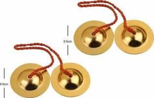 MAGA MART Musical Iron Manjira Gold Color 6.5 cm Set Clash Cymbal