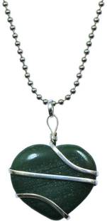 Takshila Gems Natural Green Jade Pendant for Men and Women in wire Wrap with Chain 13 Grams (Heart Shape Green Jade Locket) Jade Stone Pendant
