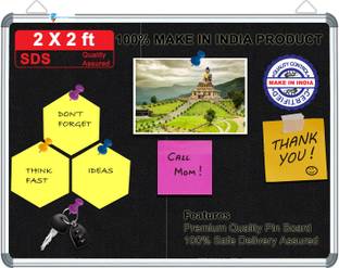 sunway Display Systems 2X2 ft. Black Notice Board/Pin Board/Bulletin Board/Soft Board for Home, School, and Office Cork Cork Bulletin Board Cork Bulletin Board