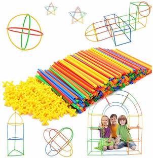 AEXONIZ TOYS Plastic Straws Puzzle Building Blocks Toy Set for 3-8 Years Old Kids Boys & Girls ( 90+ Piece )