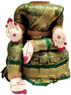 Dalvkot Varalakshmi Amman Idol/Body with Green and Gold Color Saree Decorative Showpiece  -  29 cm