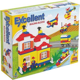 Sanchi Creation Excellent Building Blocks 300 Pcs Construction Blocks for Kids Easy to Make Own Design Model Toy, Multiple Designs Buildings and Vehicles