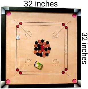 RAS Carrom Board 32 inch full size, with playing coins, stricker, powder Carrom Board Game