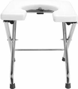 KBG Comfort Premium Folding Commode Chair/Stool- White Commode Chair