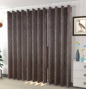 Galaxy Home Decor 214 cm (7 ft) Door Velvet Room Darkening Curtain (Pack Of 3)
