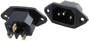 PMW AC 250V 10A C14 Power Replacement Rice Cooker Socket (Black) - 2 Pieces 10 A Three Pin Socket