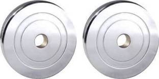 GYM KART Pair of (3 KG * 2) Steel Gym Plates, Dumbbell Plates Silver Weight Plate