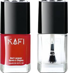 KAFI Nail Polish - Long lasting, Non Toxic, High Shine, Vegan, 10 Free Formula, Salon Pro - Red Carpet, Protective Top Coat