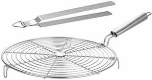 किनोकी Premium Quality Stainless Steel Roster Chapati Grill Jali Roti Roast Grill Papad Roaster 1 kg Roaster With Chimta,Roti Tong 22 cm रोस्टिंग टोंग्स