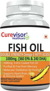 Curevisor Omega-3 Double Strength Fish Oil 1000mg (360mg EPA & 240mg DHA)-60 Softgels
