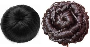Girdhari Lal Pack of Two Brown Hair Curly Mindi Juda with Stylish Black Bun Juda Women and Girls Hair Juda Bun