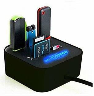 ELECTRO WOLF 3 Port USB 2.0 HUB with CardReader Combo Support Micro TF SD M2 MS SDHC MMC Card USB Adapter
