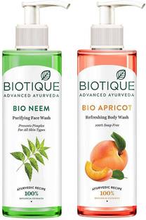 BIOTIQUE NEEM FACE WASH +APRICOT BODY WASH Face Wash