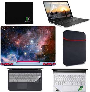 SDM 6 in 1 Combo - Laptop Skin Stickers, Screen card , Key Guard, Mouse Pad, Sleeve and Palmrest Skin for All 15.6 Inch Laptops || Notebooks Combo Set (nature image209 Combo Set