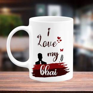 TrendoPrint I Love My Bhai Unique Printed White Tea Birthday, Anniversary Gifts For Bhaiya Brother Bro Bade Bhaiya Bhai Big Brother Ceramic Coffee Mug