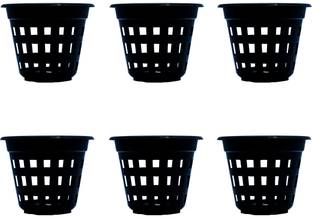 GEMPLAST by GEMINI PLASTICS Flora Planters (6Inch) Plastic Hydroponic/Orchid Pots Black-U.V Protected Netted Garden Planter-for Both Indoor and Outdoor Gardening- 6 Plant Container Set
