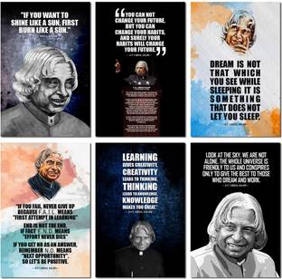 APJ Abdul Kalam Motivational Wall Posters and Inspirational Quotes for Office, Home and gym, Pack of 06 Paper Print