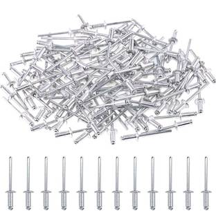 GSK Cut 1000 Pcs 5/32" x 3/8" (4 X 10mm) Aluminum Body Steel Mandrel Dome Head Blind Rivets Set for Sheet Metal, Automotive, Railway, and Duct Work Rivet