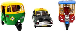 SARASI Kids Toys Combo of 3 Pull Back Toys CNG Auto, Taxi, & E-Rickshaw