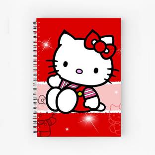Art Bundle Hello Kitty Pattern A5 Size Wiro Bound Spiral Notebook Diary ( 160 Pages Unruled, A5, 90 GSM Natural Shade Paper ) A5 Notebook no 160 Pages