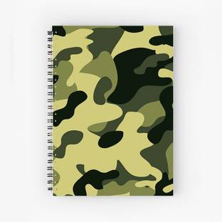 Art Bundle Army Texture A5 Size Wiro Bound Spiral Notebook Diary ( 160 Pages Unruled, A5, 90 GSM Natural Shade Paper ) A5 Note Book no 160 Pages