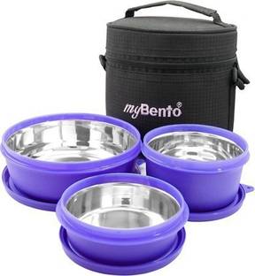 myBento SS TRI-MAX (SS304 Stainless Steel Inbuilt Lunch Box Set) 3 Containers Lunch Box