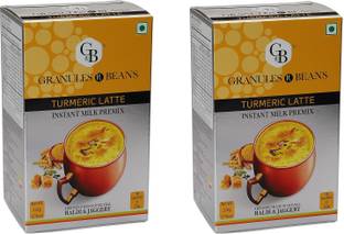 Granules and Beans Turmeric Latte Instant Premix (Pack of 2) | Haldi Doodh Mix for Immunity Boost | 20 Sachets of 22gms Each Instant Haldi Doodh Mix for Immunity