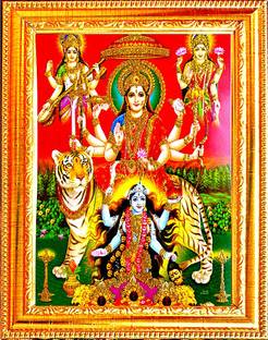 SUNINOW DURGA MAA, SARASWATI MAA, LAXMI MAA WITH KALI MAA | GODDESS PHOTO FRAME Religious Frame
