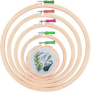 Just Latest 5 Pieces Wooden Embroidery Frames Hoop Ring Set of 5 Different Sizes 5, 6, 8, 10, 12 Inches For Embroidery and Cross Stitch Embroidery Frame