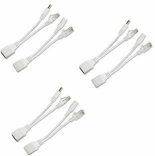 LipiWorld Power Over Ethernet PoE Injector Splitter Adapter PoE Cables (3 PCS) Wired Ethernet Lan Adapter compatible with Windows