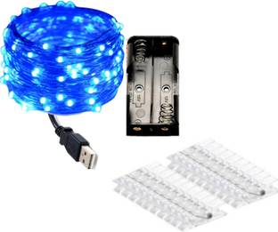 MANSAA 30 LEDs 3 m Blue Steady String Rice Lights