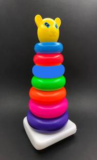 VRUX Smiley Stacking Coloring Teddy Rings for Kids 7 pcs Multi Color, Stacking Toy 7