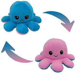 Tickles Reversible Octopus Plush Soft Stuffed Animal Toy  - 20 cm